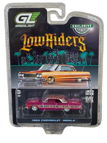 Greenlight Chrome Chase 1964 Chevrolet Impala Lowrider Pink with Roses ...