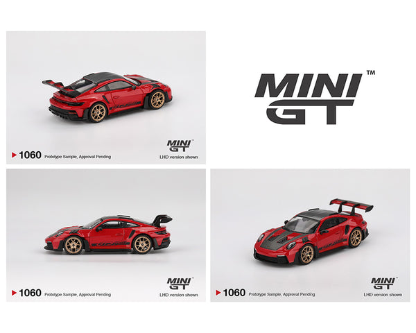 Mini GT 1060 Porsche 911 992 GT3 RS Weissach Package Guards Red
