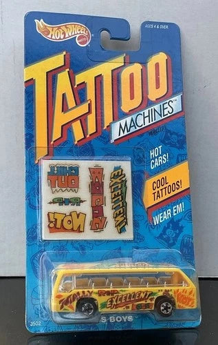Hot Wheels Tattoo Machines Yellow Bus Boys (Soft Corners) Diecast Mode ...