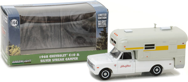 Greenlight 1:64 1968 Chevy C10 Cheyenne with Silver Streak Camper (Hobby Exclusive)