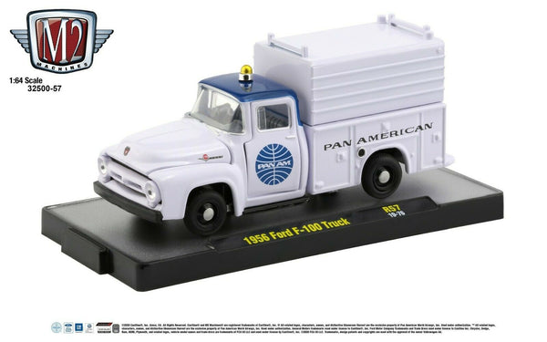 1:64 M2 Machines *PAN AM* R57* White 1956 Ford F-100 Utility Truck