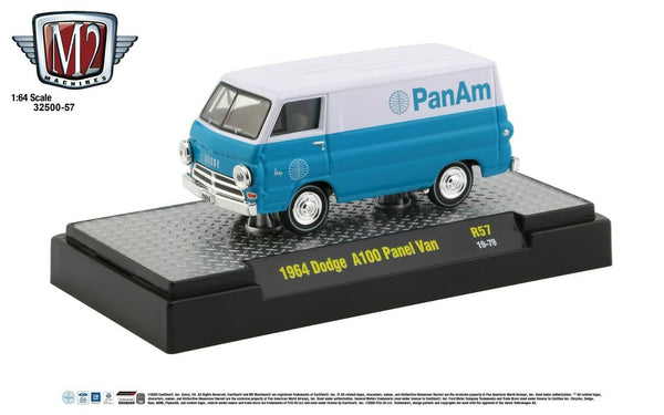 1:64 M2 Machines *PAN AM* R57* Teal & White 1964 Dodge A100 Panel Va