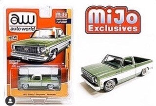 AUTO WORLD 1973 CHEVY CHEYENNE FLEETSIDE SQUARE BODY TRUCK MIJO EXCLUSIVE 1/3600