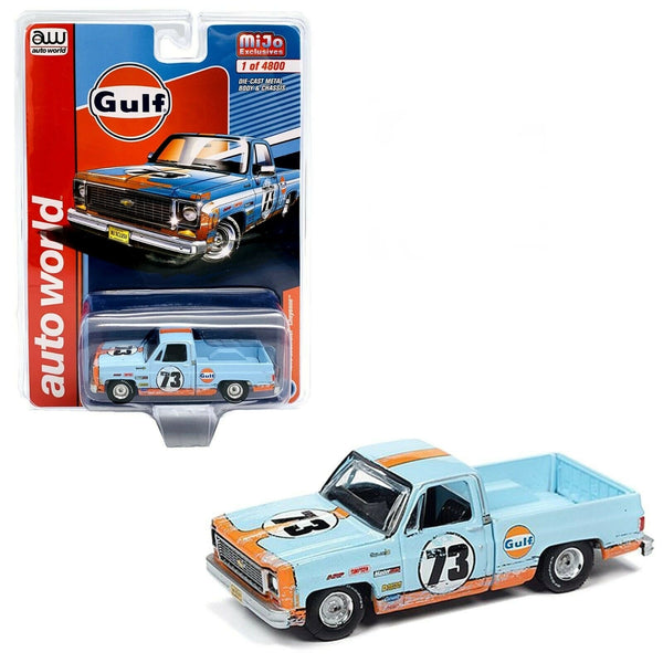 MIJO exclusive Auto World 1973 Chevrolet Cheyenne Gulf weathered w/ livery