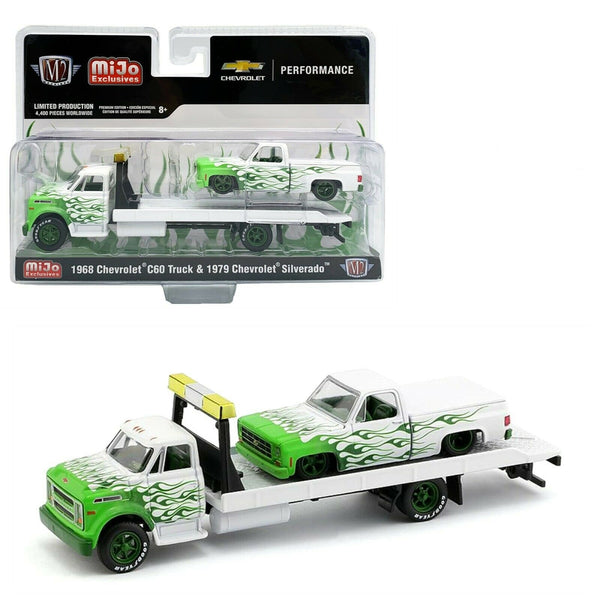 MIJO M2 Machines 1:64 - 1976 Chevy C60 With 1979 Chevy Silverado w/ Green Flames